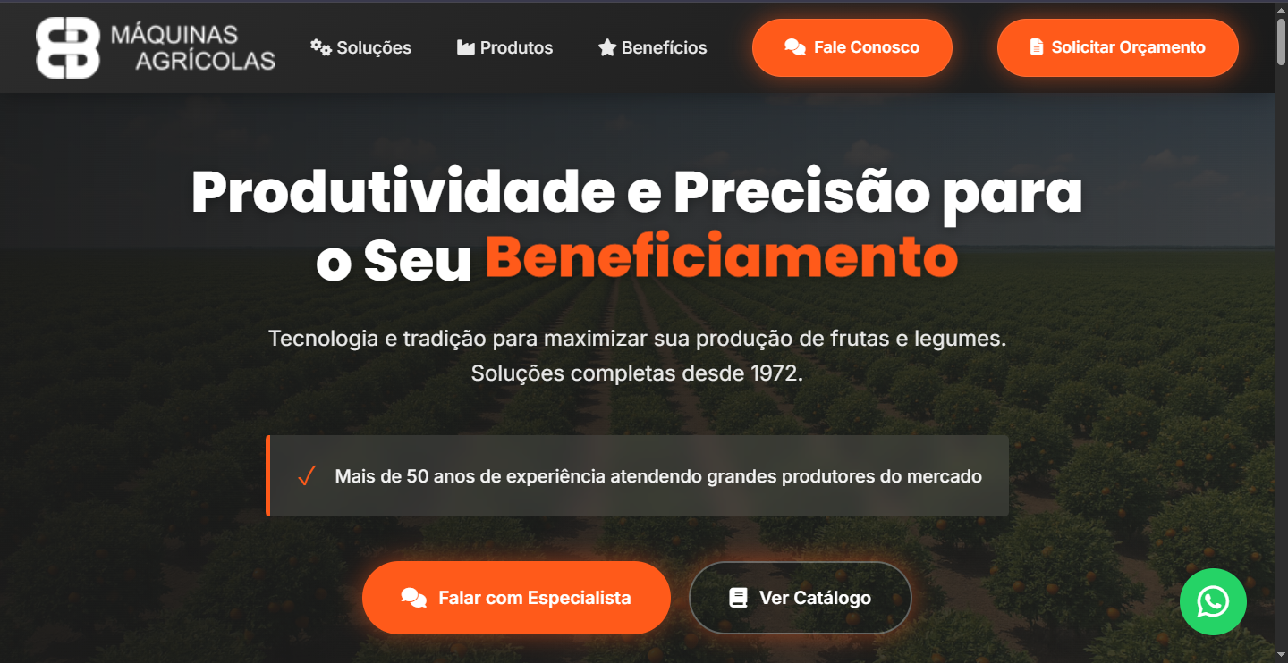 Site EB Máquinas em desktop